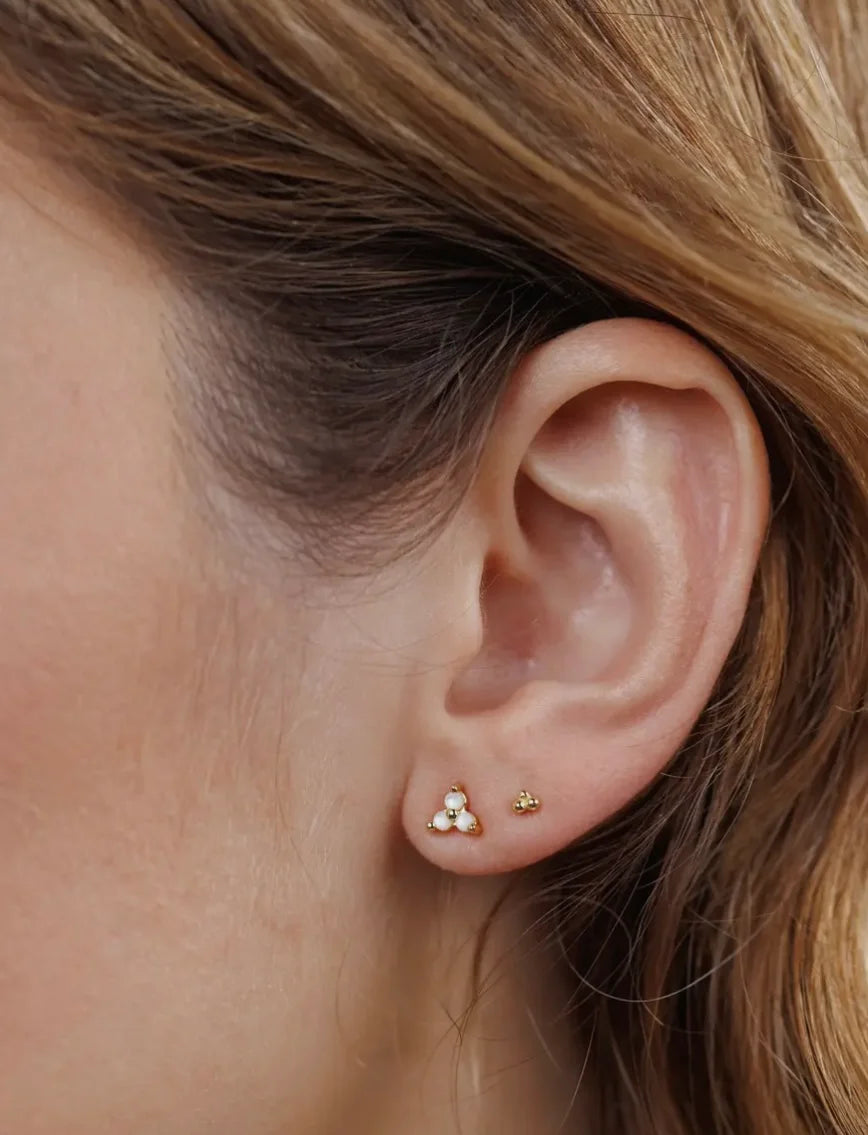 JaxKelly Trio Cluster Gold Earrings-Pearl