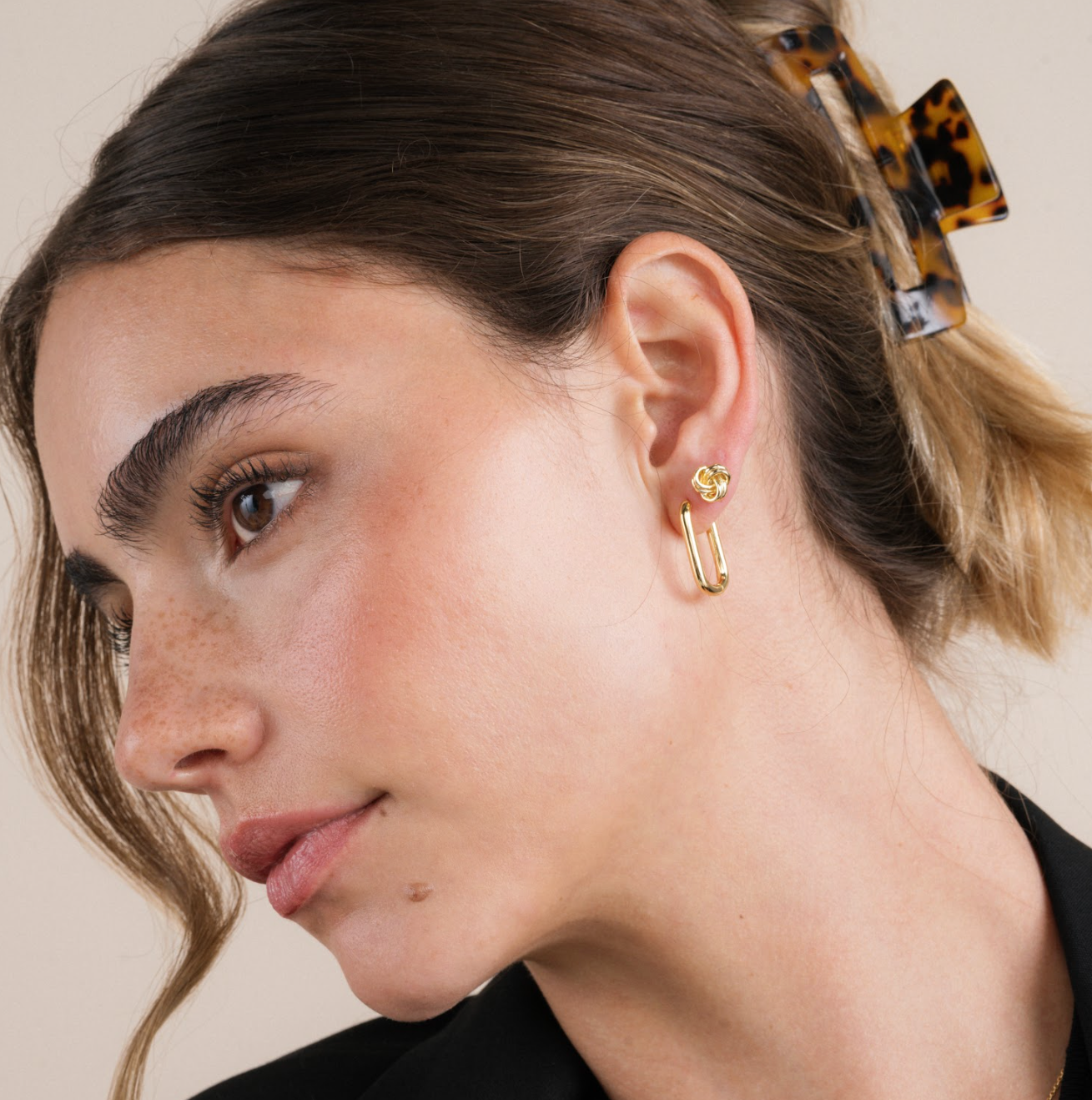 JaxKelly Gold Hoop Large Rectangle Earrings