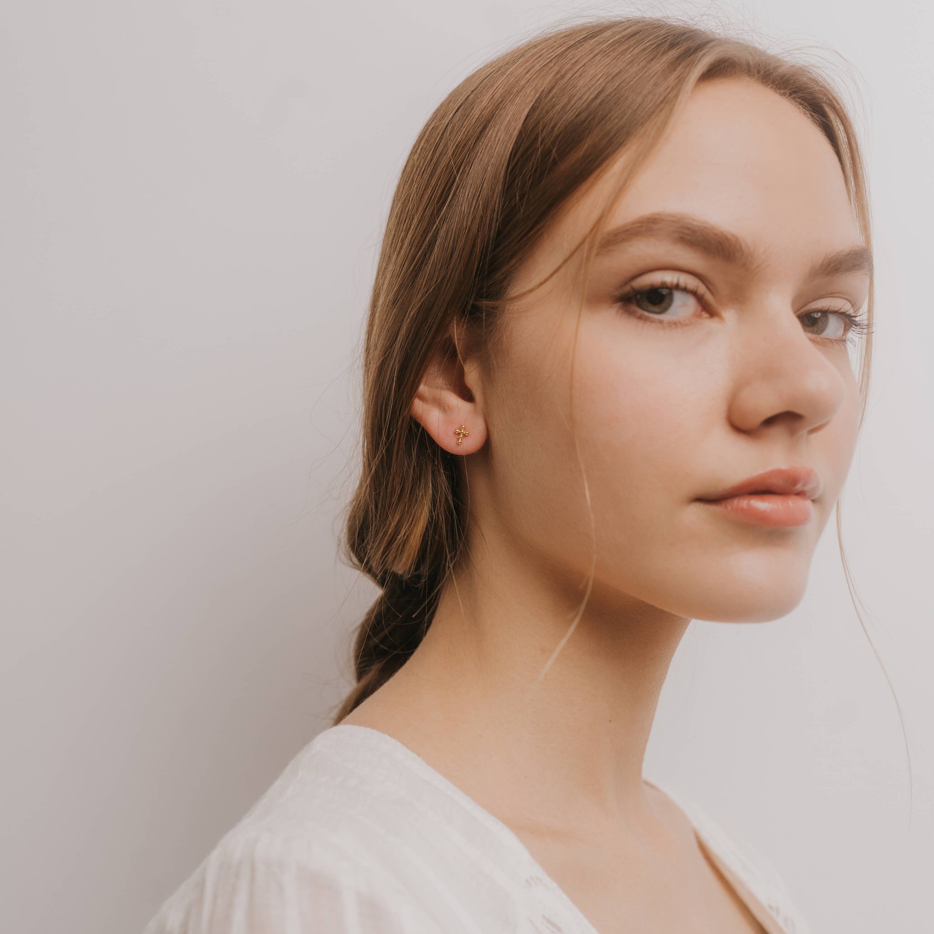 JaxKelly Stud Cross Gold Earrings