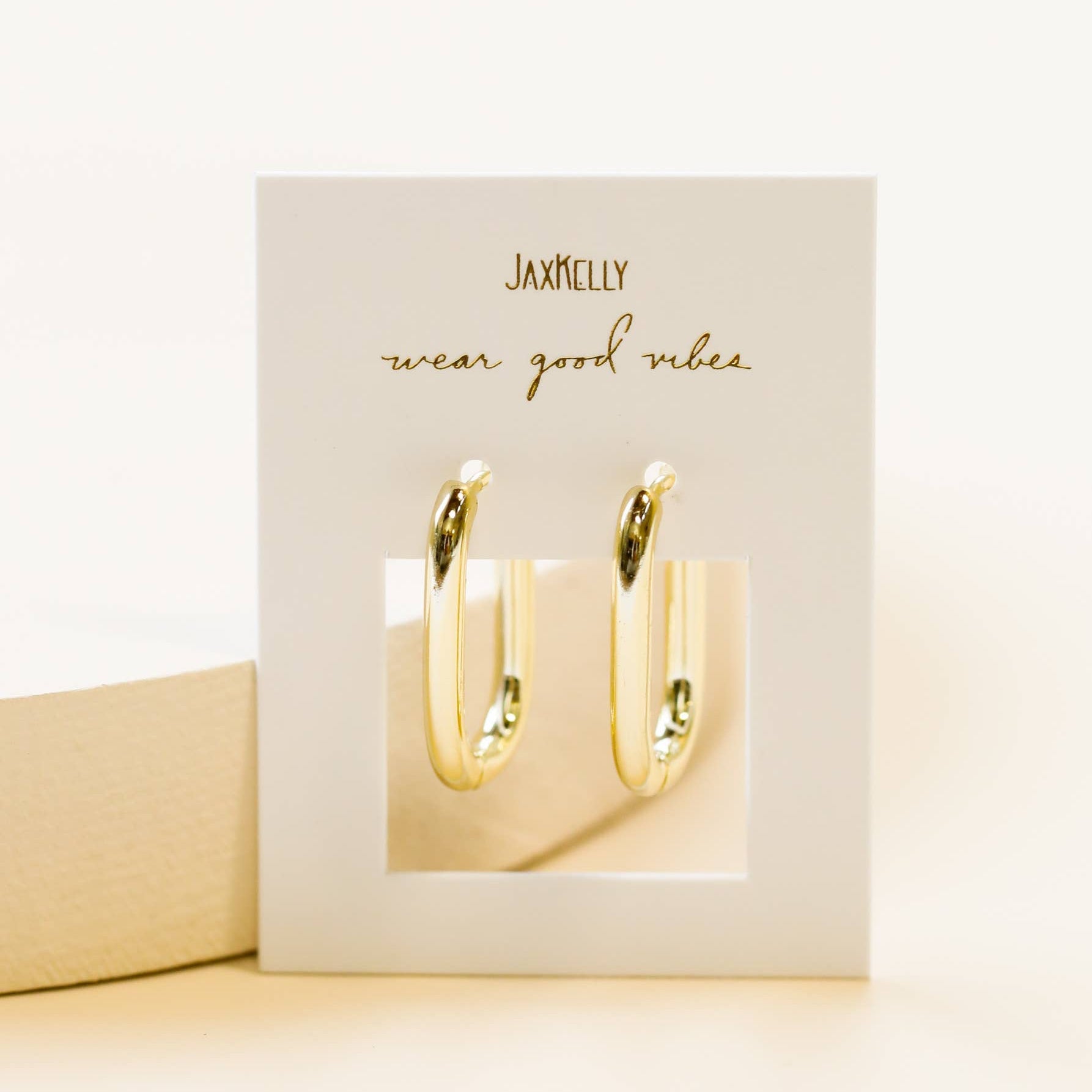 JaxKelly Gold Hoop Large Rectangle Earrings