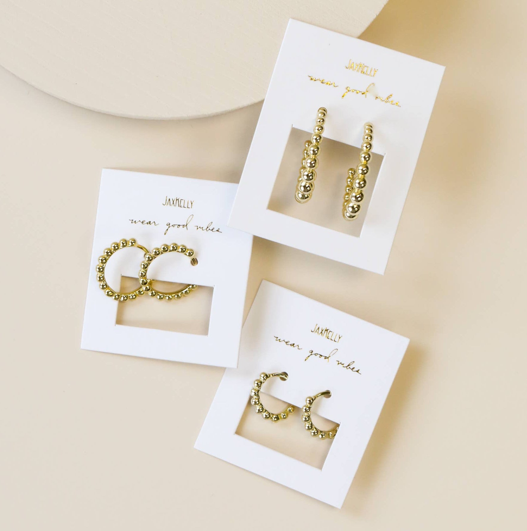 JaxKelly Tiny Ball Hoop Gold Earrings