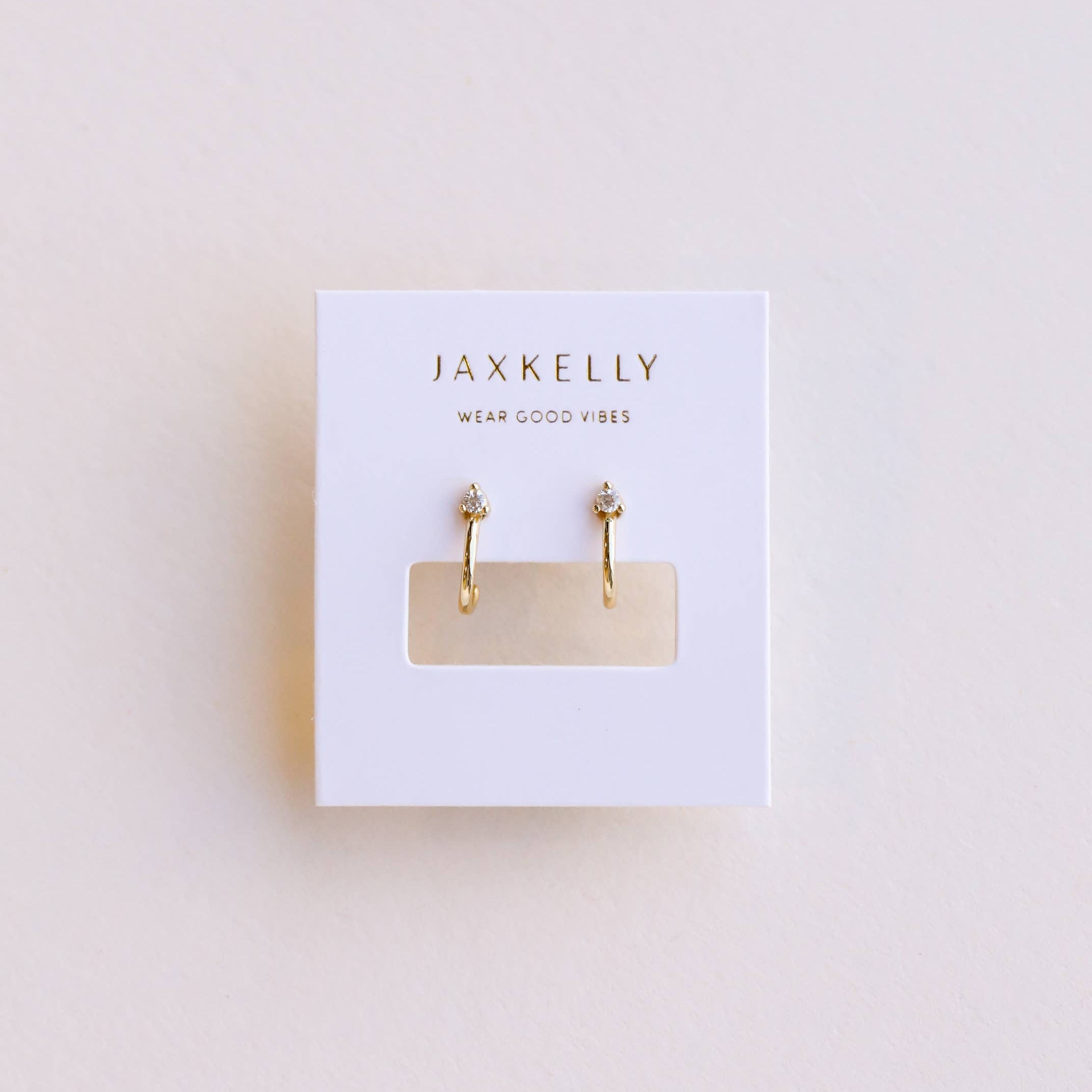 JaxKelly Open Mini Hoop White CZ Gold Earrings