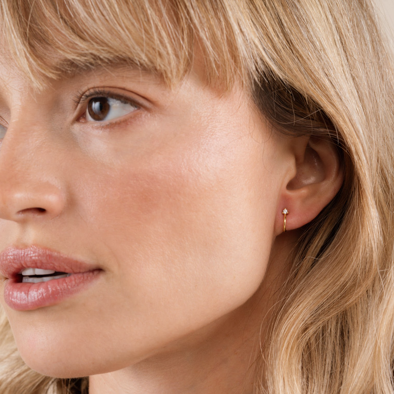 JaxKelly Open Mini Hoop White CZ Gold Earrings