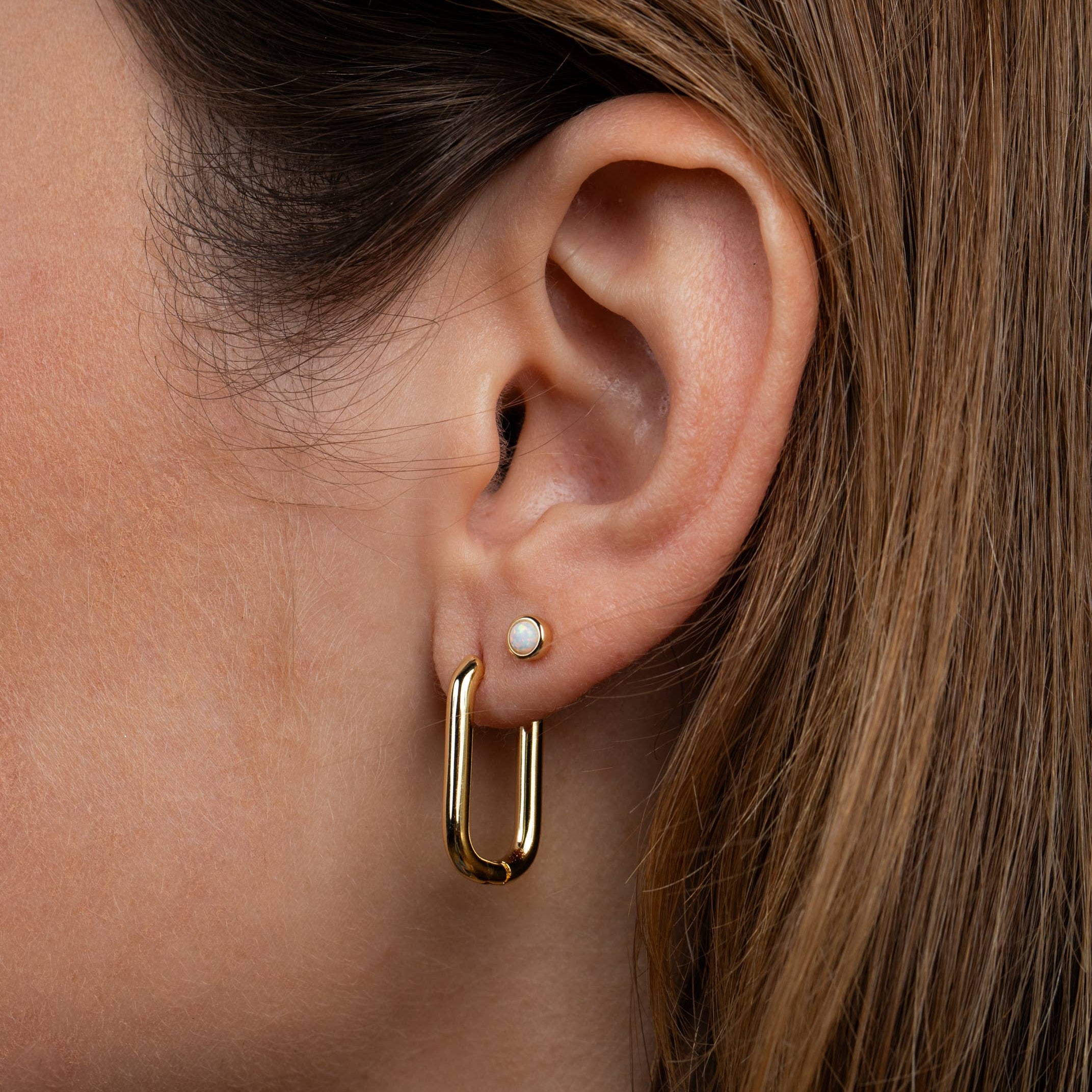 JaxKelly Gold Hoop Large Rectangle Earrings