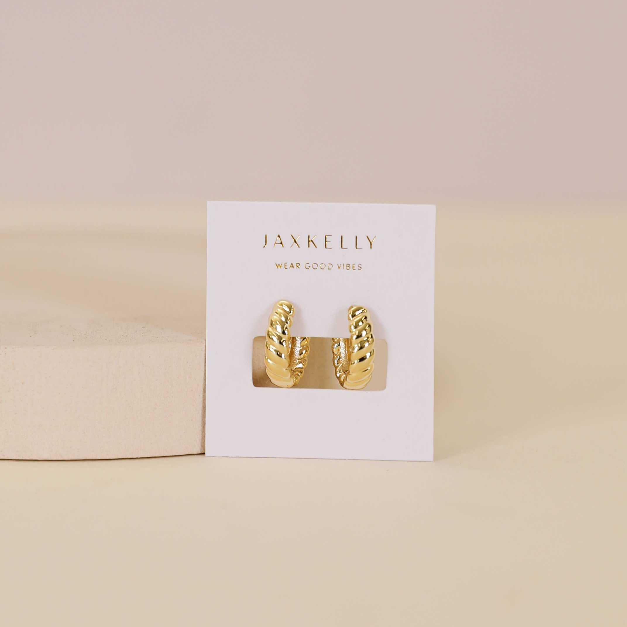 JaxKelly Small Channel Gold Hoop Earrings