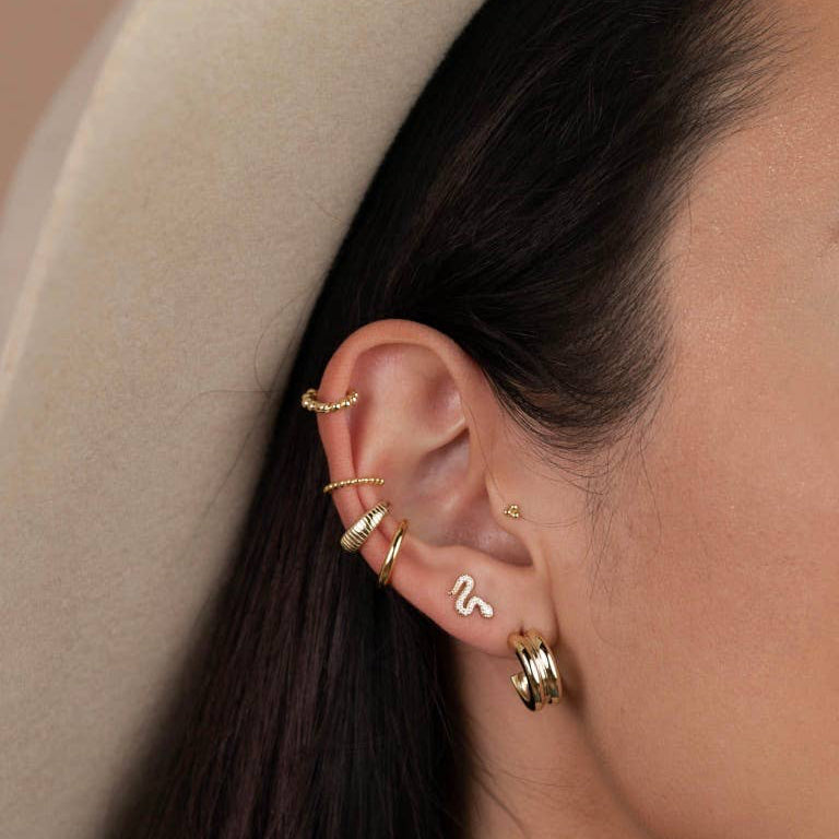 JaxKelly Pave Stud Snake Gold Earrings