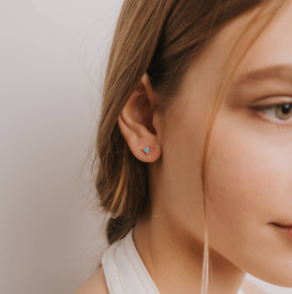 Mini Energy Gem - Fire Opal - Gold Earrings
