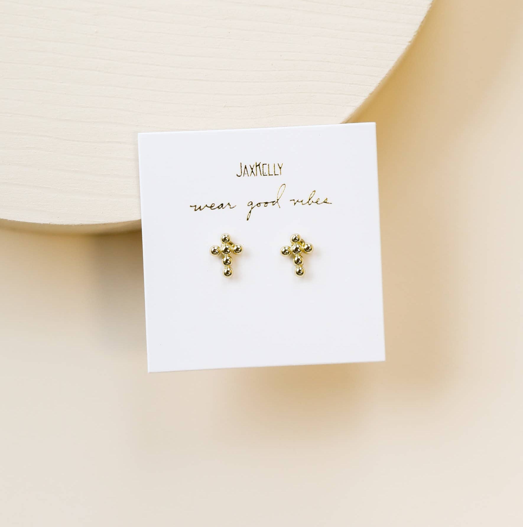 JaxKelly Stud Cross Gold Earrings
