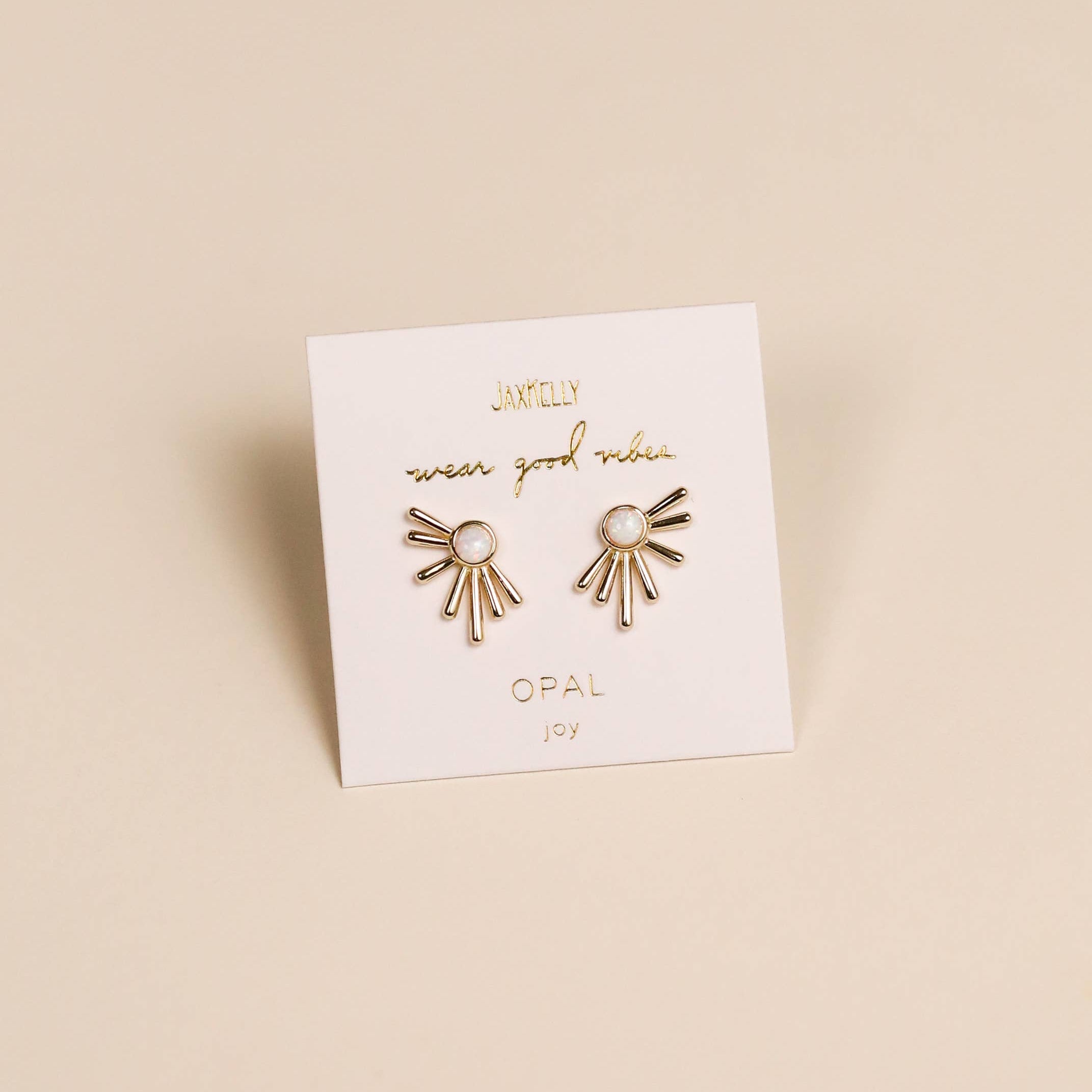 JaxKelly Sun Ray White Opal Earrings