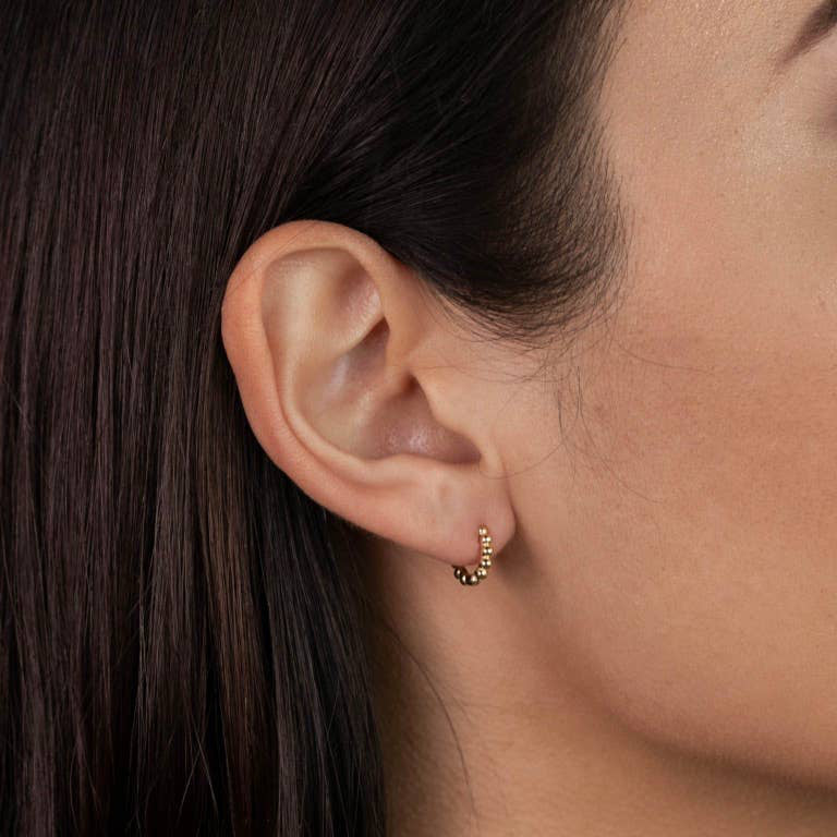 JaxKelly Tiny Ball Hoop Gold Earrings
