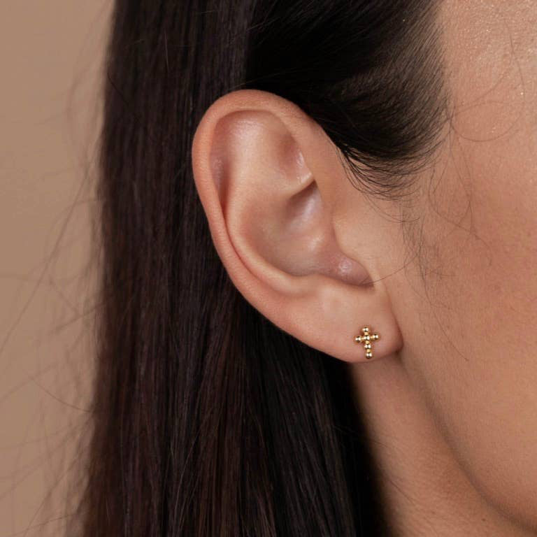 JaxKelly Stud Cross Gold Earrings