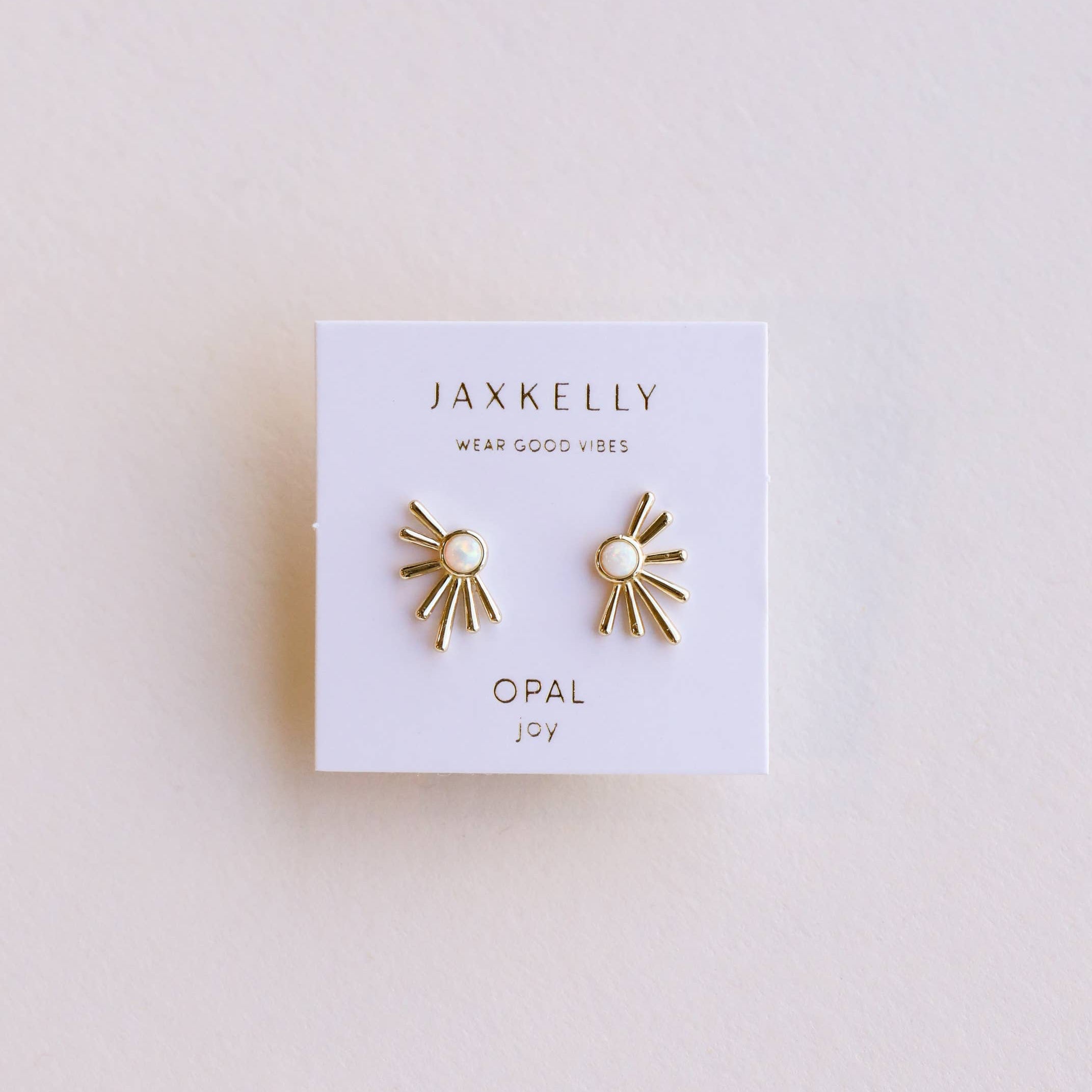 JaxKelly Sun Ray White Opal Earrings