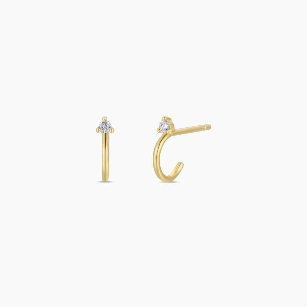 JaxKelly Open Mini Hoop White CZ Gold Earrings