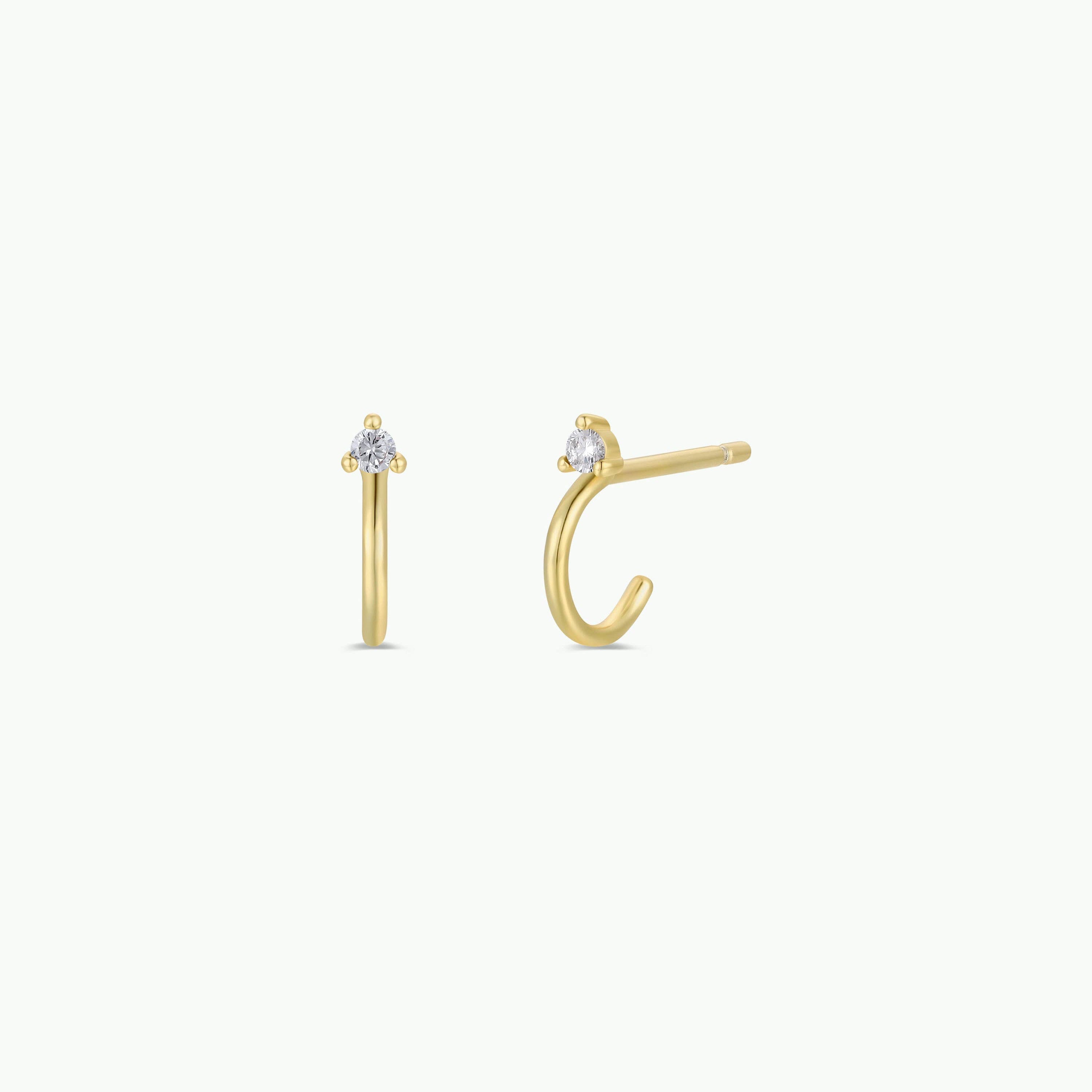 JaxKelly Open Mini Hoop White CZ Gold Earrings