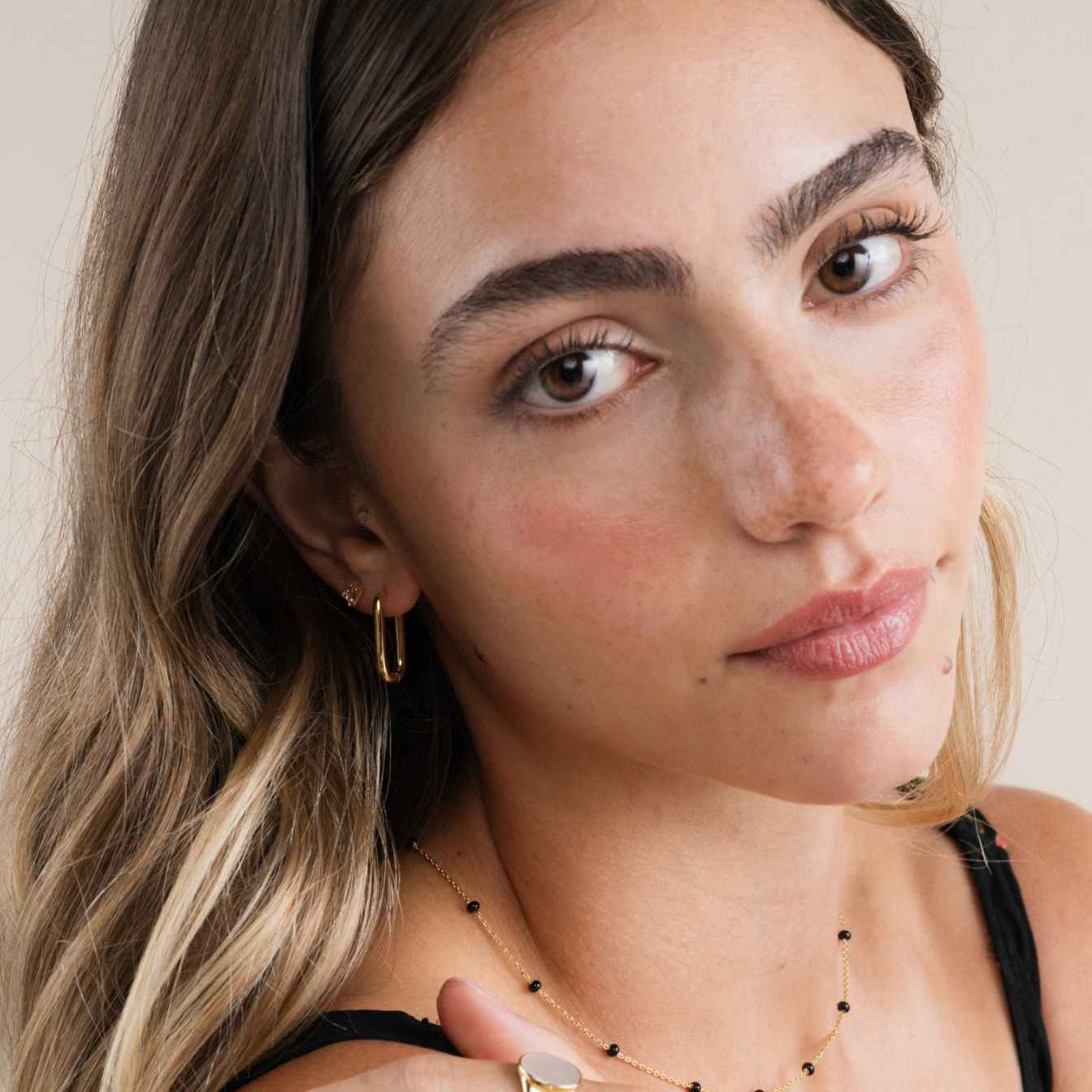 JaxKelly Gold Hoop Large Rectangle Earrings
