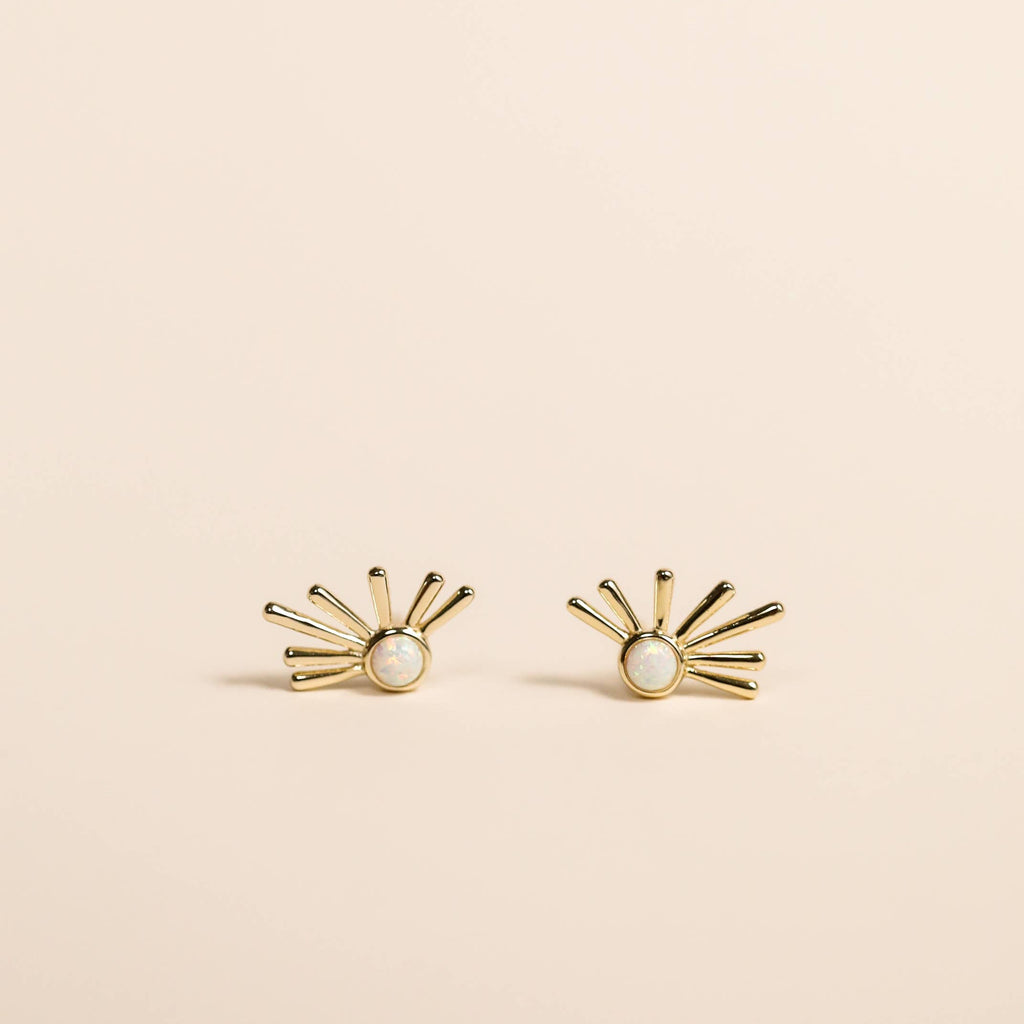 JaxKelly Sun Ray White Opal Earrings