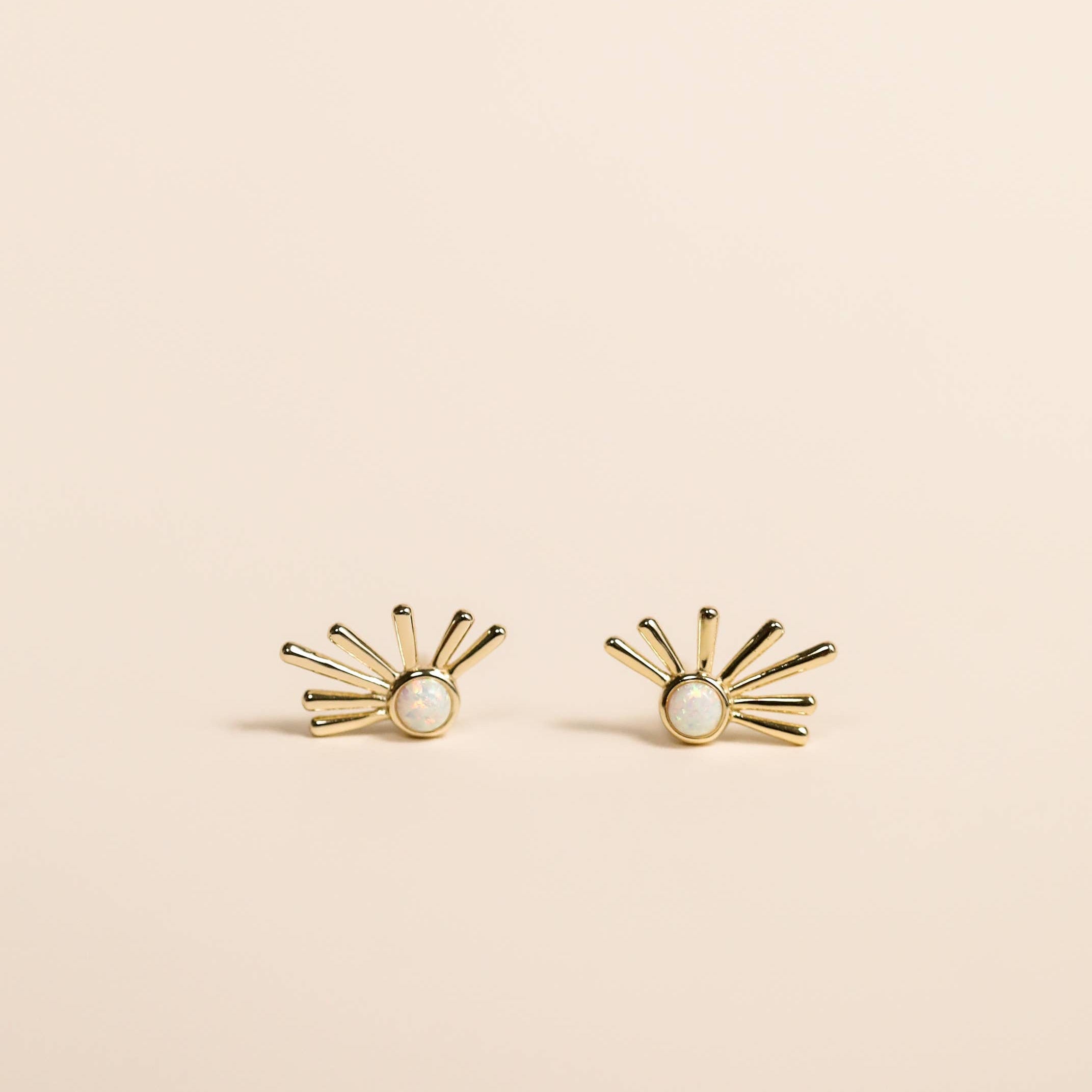 JaxKelly Sun Ray White Opal Earrings