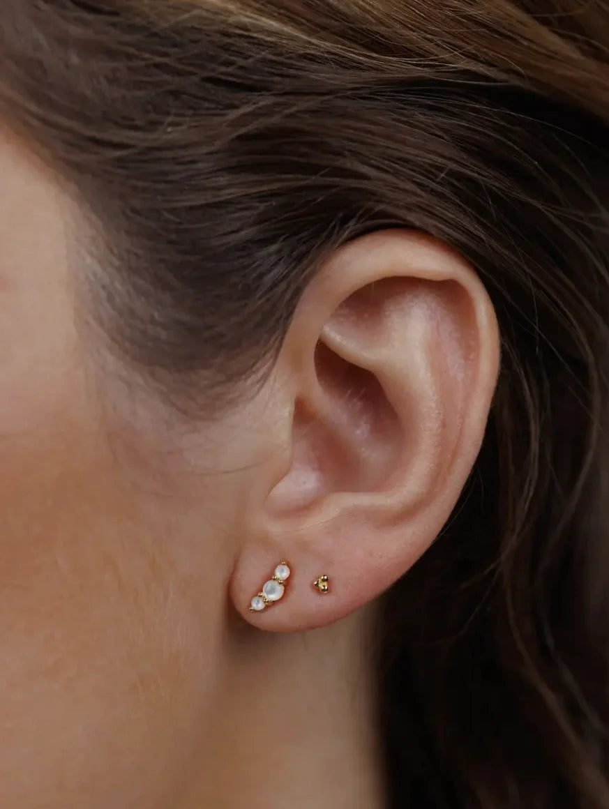 JaxKelly Crescent Gold Earrings-Pearl