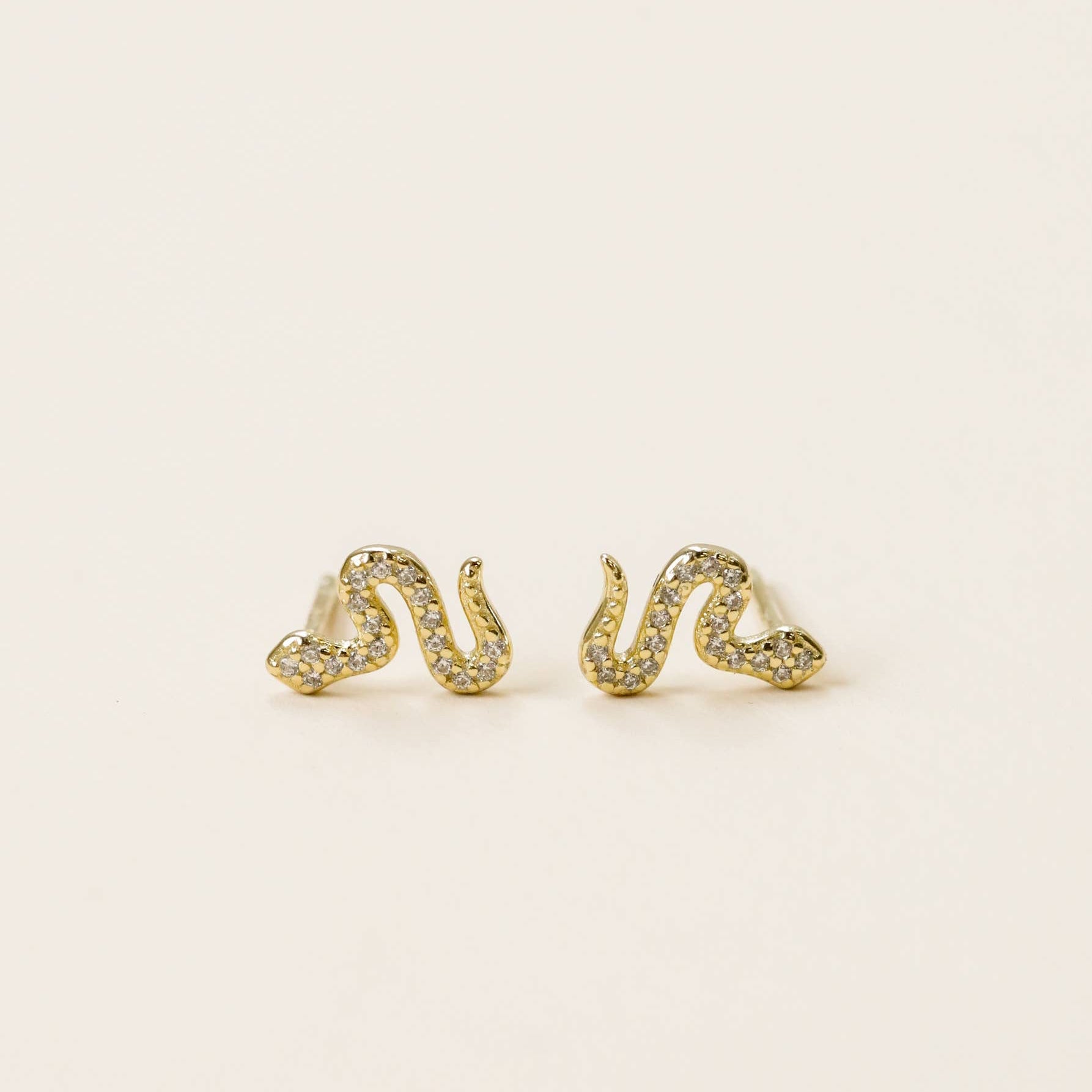JaxKelly Pave Stud Snake Gold Earrings