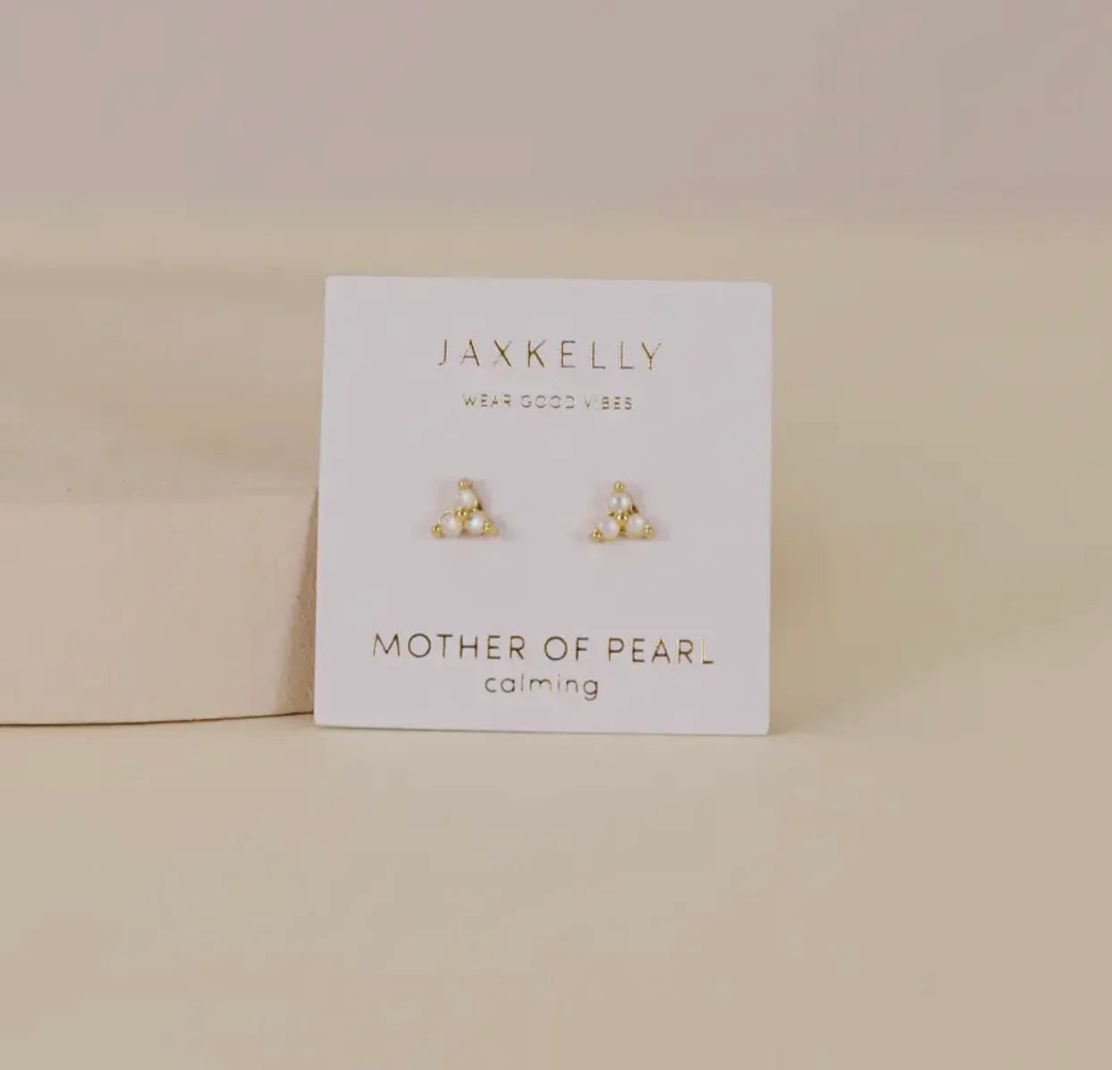 JaxKelly Trio Cluster Gold Earrings-Pearl