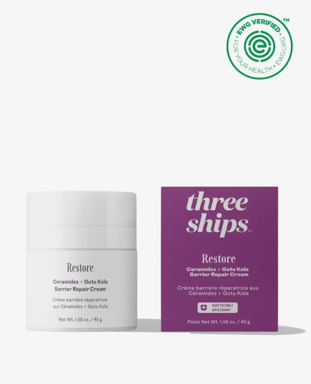 Three Ships Restore Ceramides + Gotu Kola Barrier Repair Cream