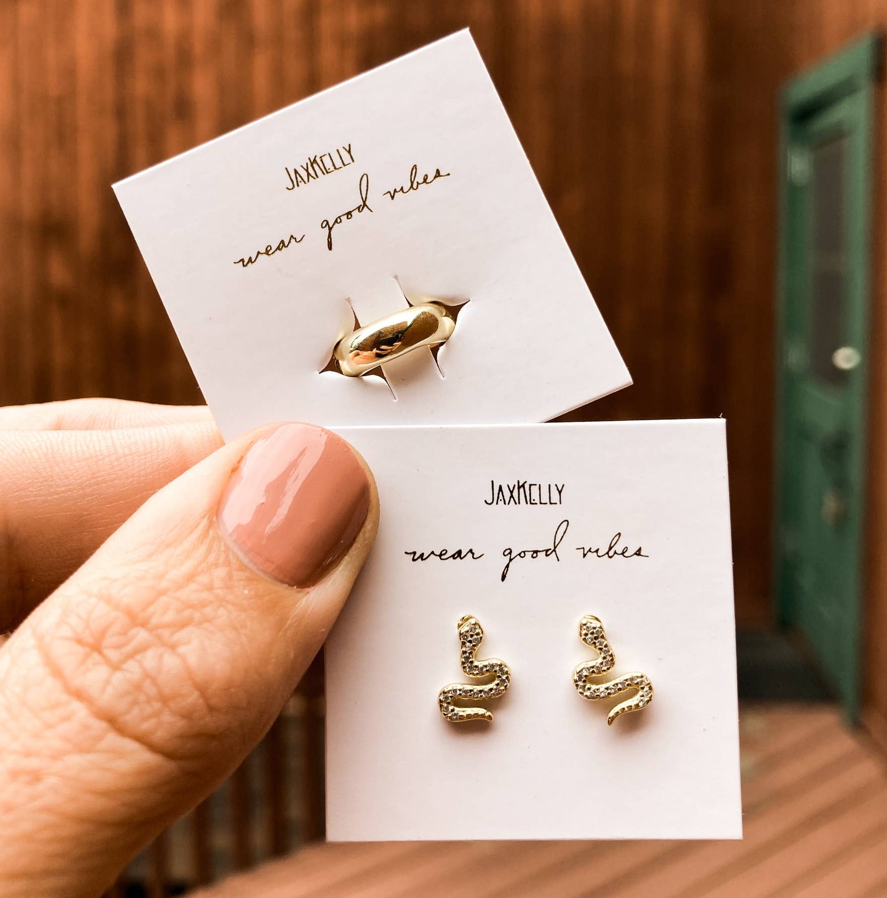 JaxKelly Pave Stud Snake Gold Earrings