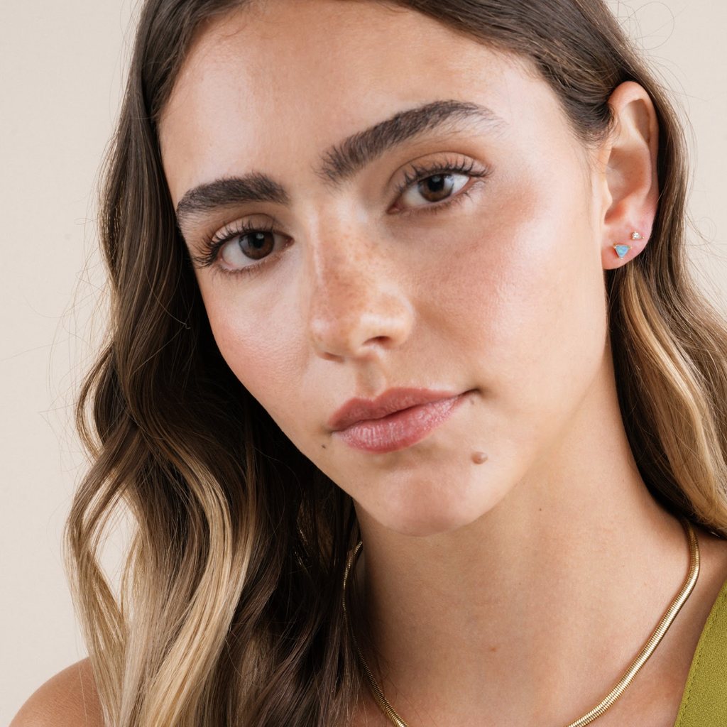 Mini Energy Gem - Fire Opal - Gold Earrings
