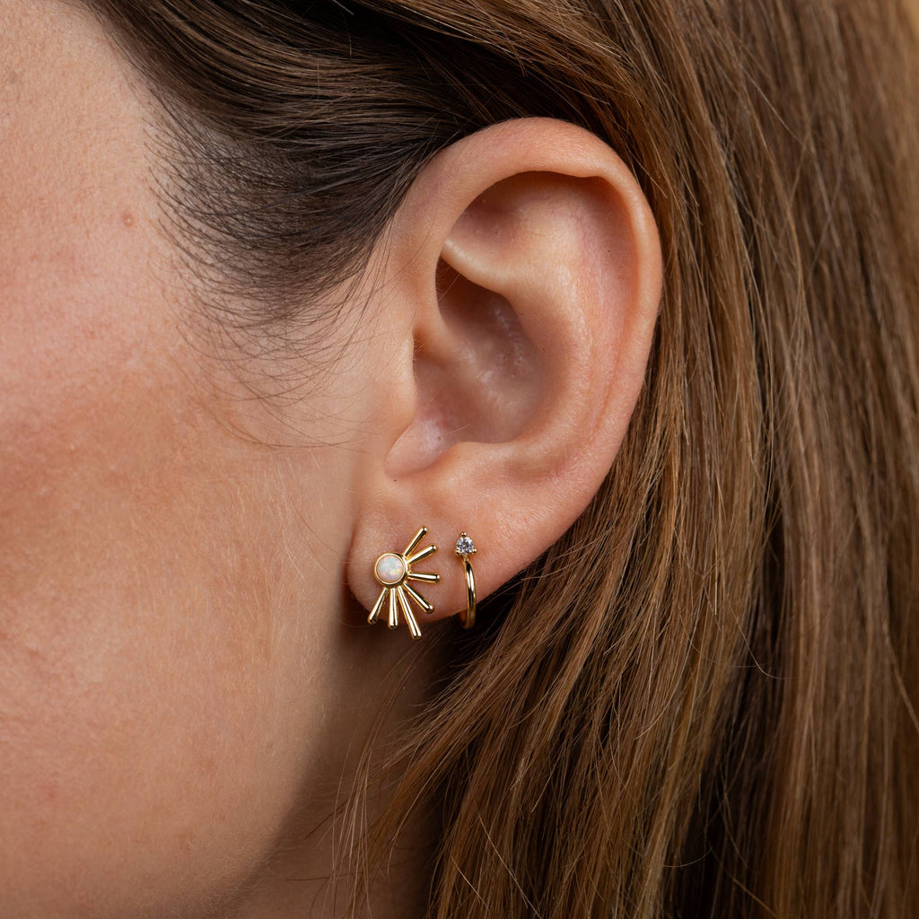 JaxKelly Open Mini Hoop White CZ Gold Earrings