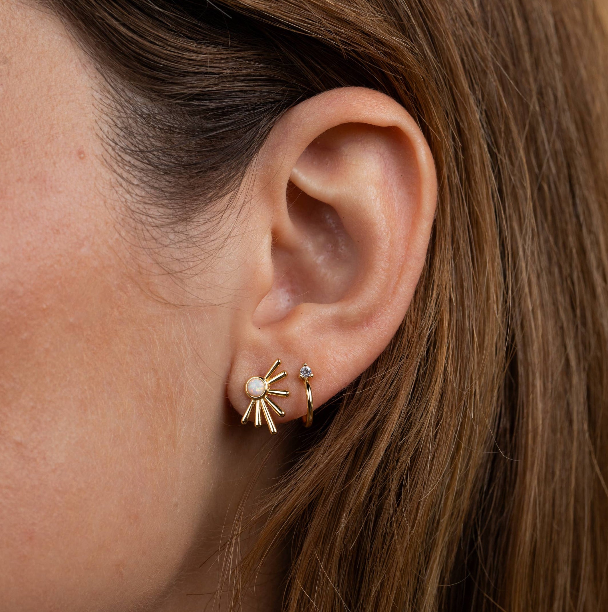 JaxKelly Sun Ray White Opal Earrings