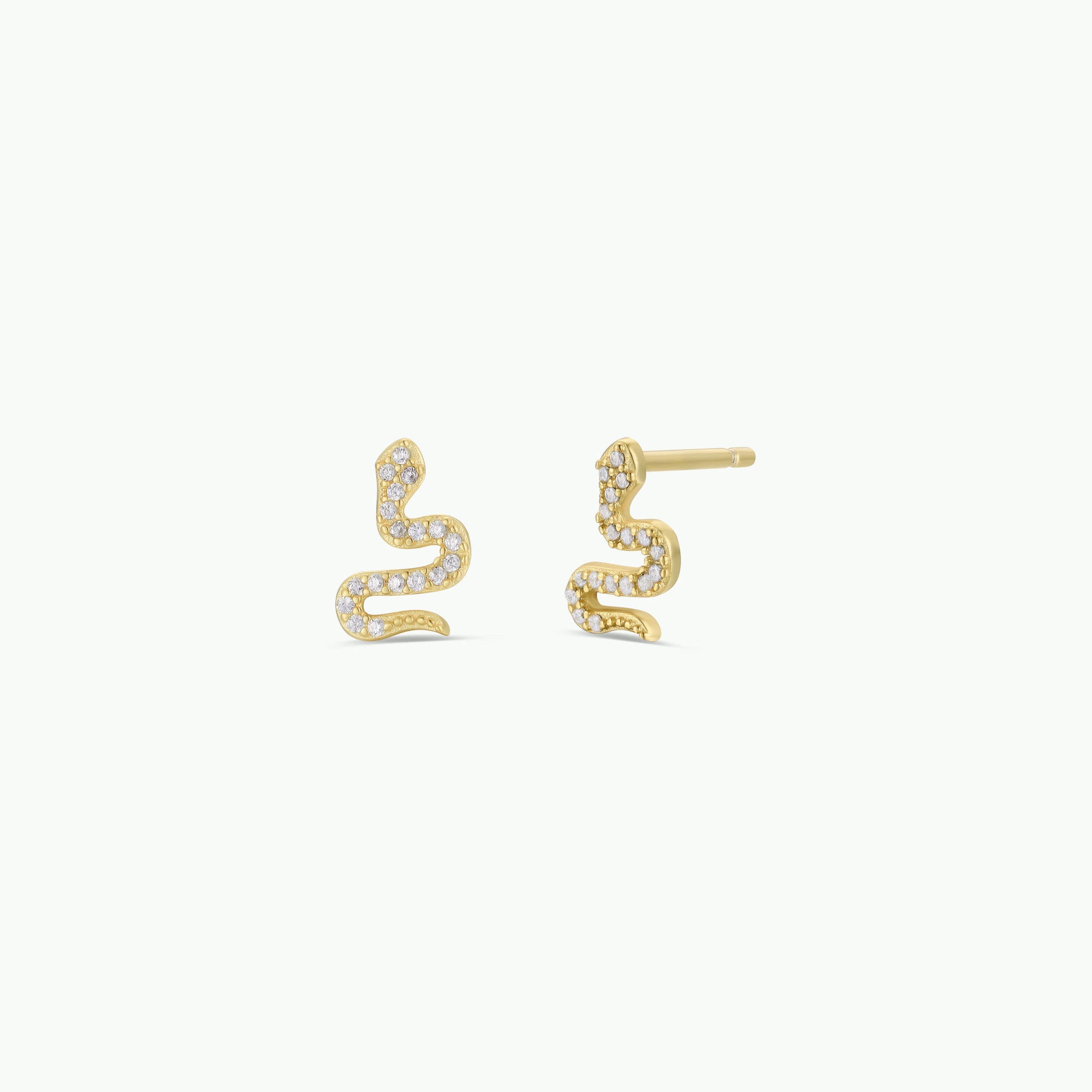 JaxKelly Pave Stud Snake Gold Earrings