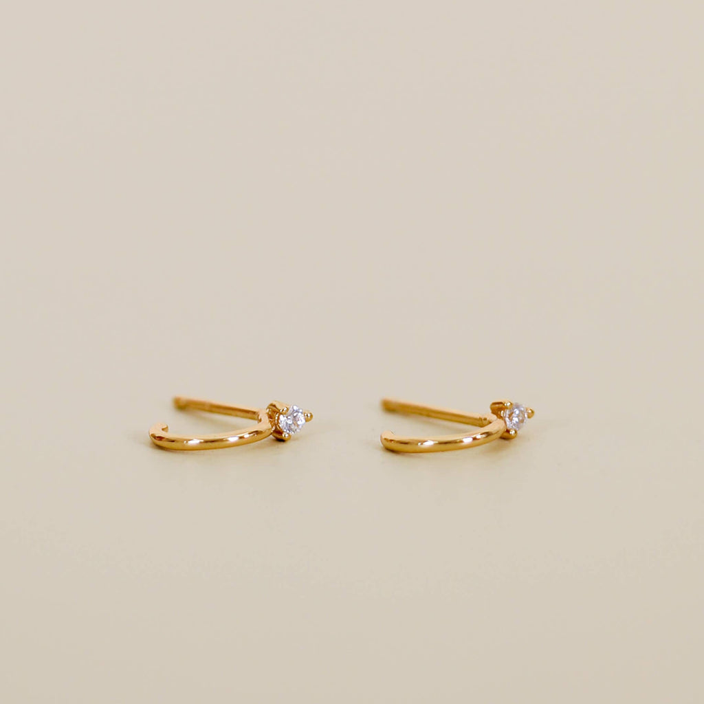 JaxKelly Open Mini Hoop White CZ Gold Earrings