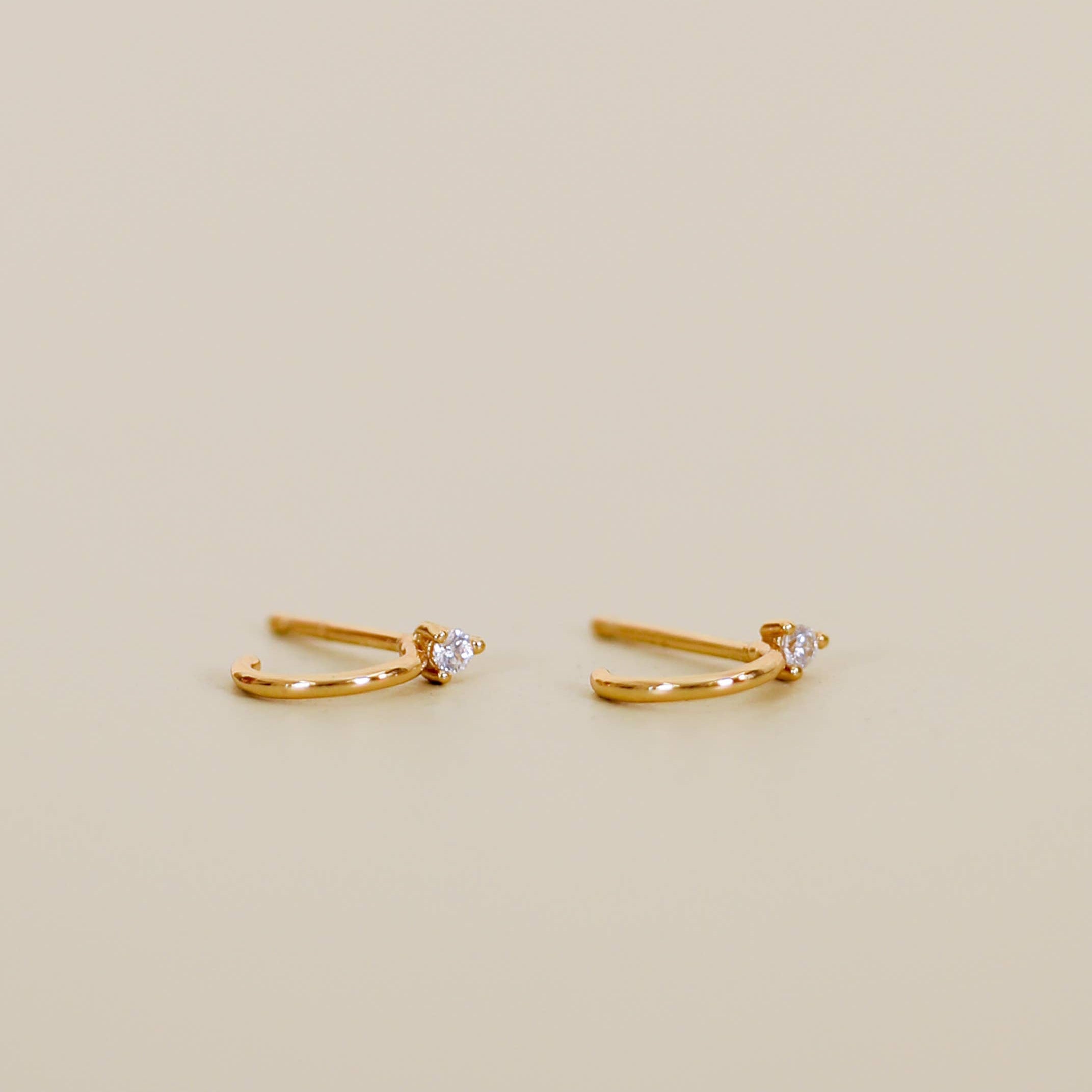 JaxKelly Open Mini Hoop White CZ Gold Earrings
