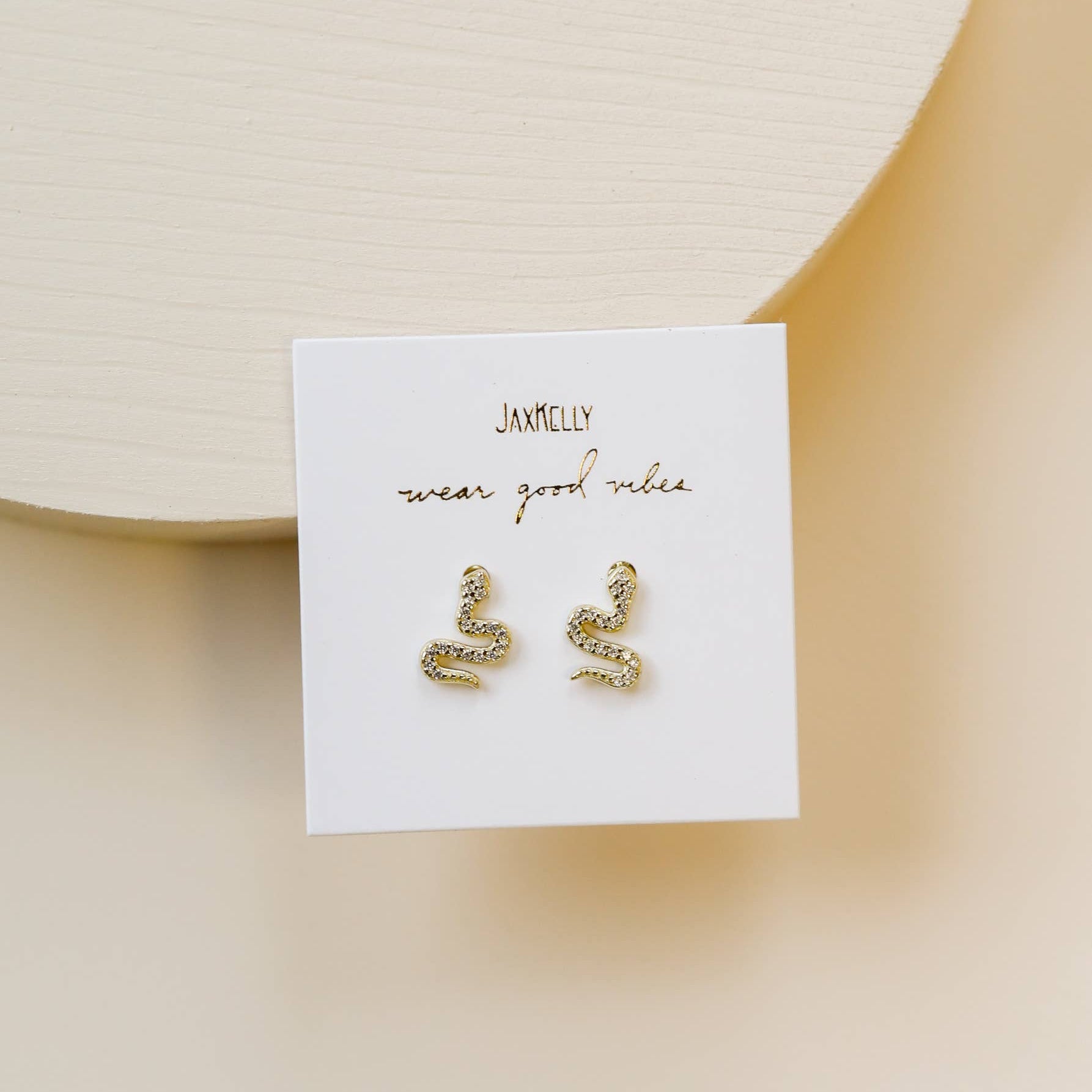 JaxKelly Pave Stud Snake Gold Earrings